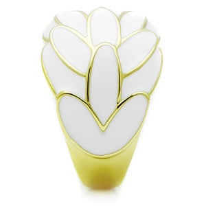 CJG1443 Wholesale White Epoxy Gold Plated Stainless Steel Cocktail Ring