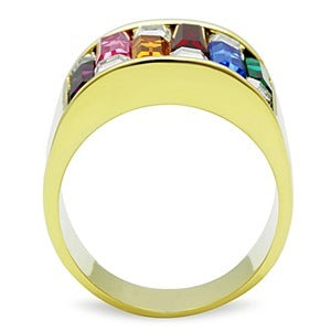 CJG1450 Wholesale Rainbow Gold Plated Stainless Steel Ring