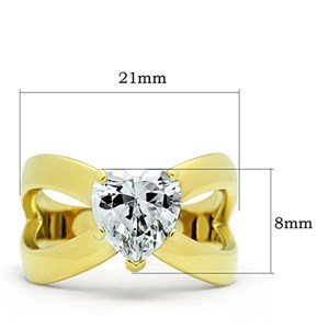 CJG1469 Wholesale Heart Cut Gold Plated Stainless Steel Solitaire CZ Engagement Ring