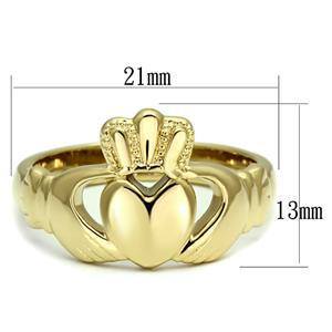 CJG1477 Wholesale IP Gold Stainless Steel Claddagh Ring