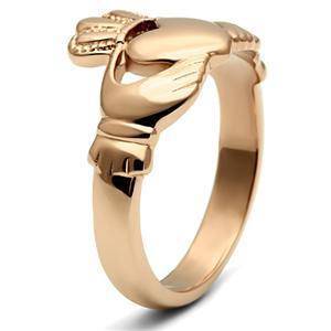 CJG1478 Wholesale IP Rose Gold Stainless Steel Claddagh Ring