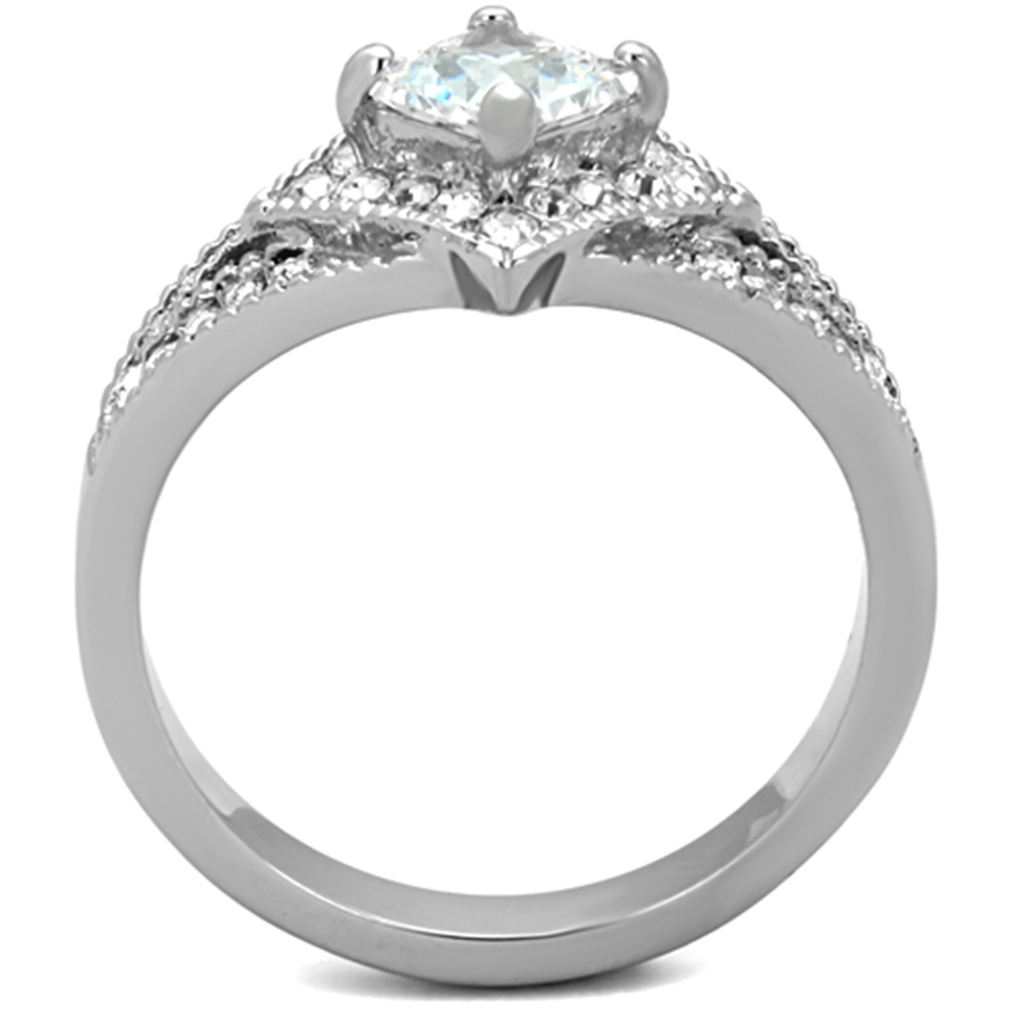CJG2704 Pave Princess Cut CZ Stainless Steel Ring