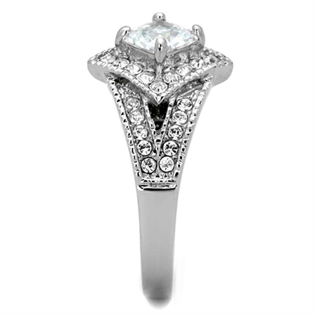 CJG2704 Pave Princess Cut CZ Stainless Steel Ring