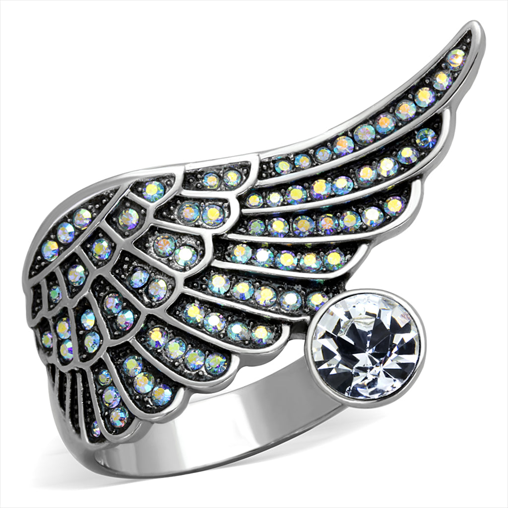 CJG2709 Angelic Wing Crystal Cocktail Ring