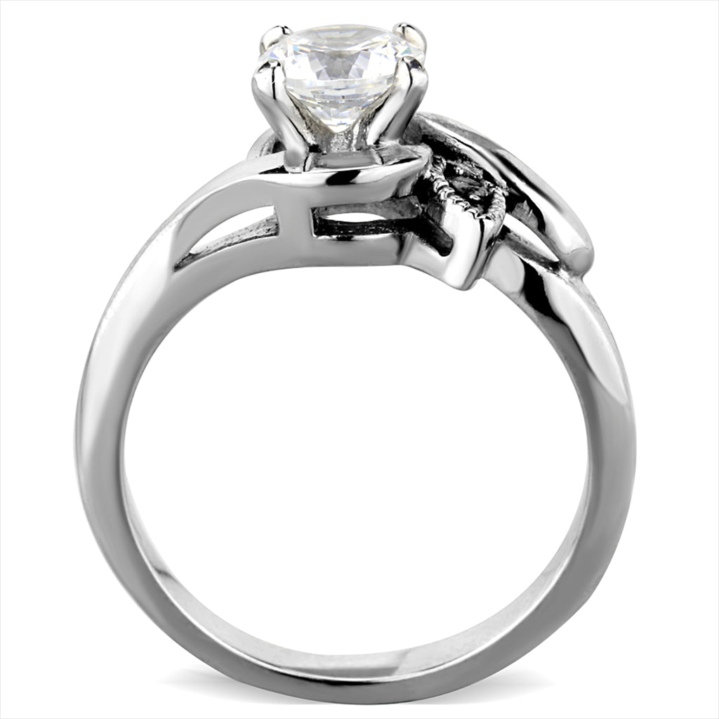 CJG2715 Fairytale CZ Solitaire Stainless Steel Engagement Ring