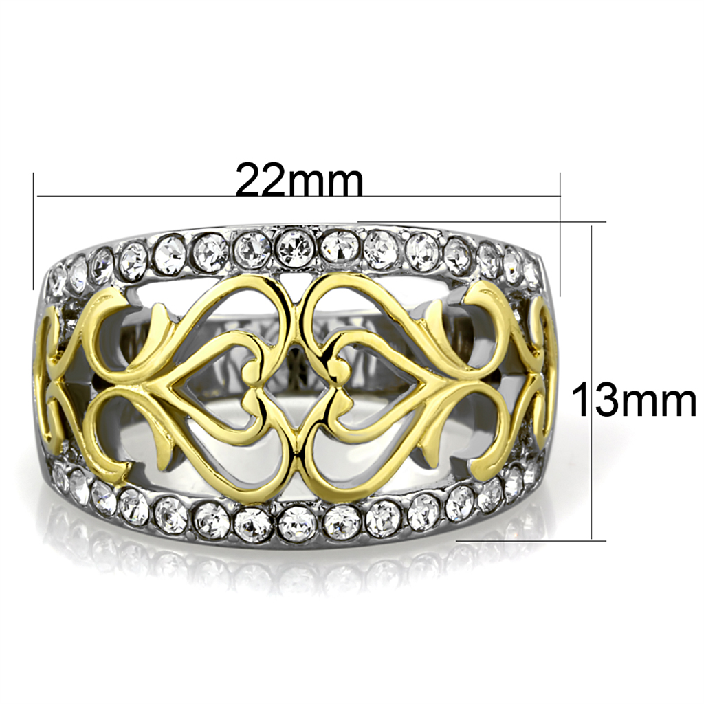 CJG2726 Stainless Steel Filigree Two Tone Ring