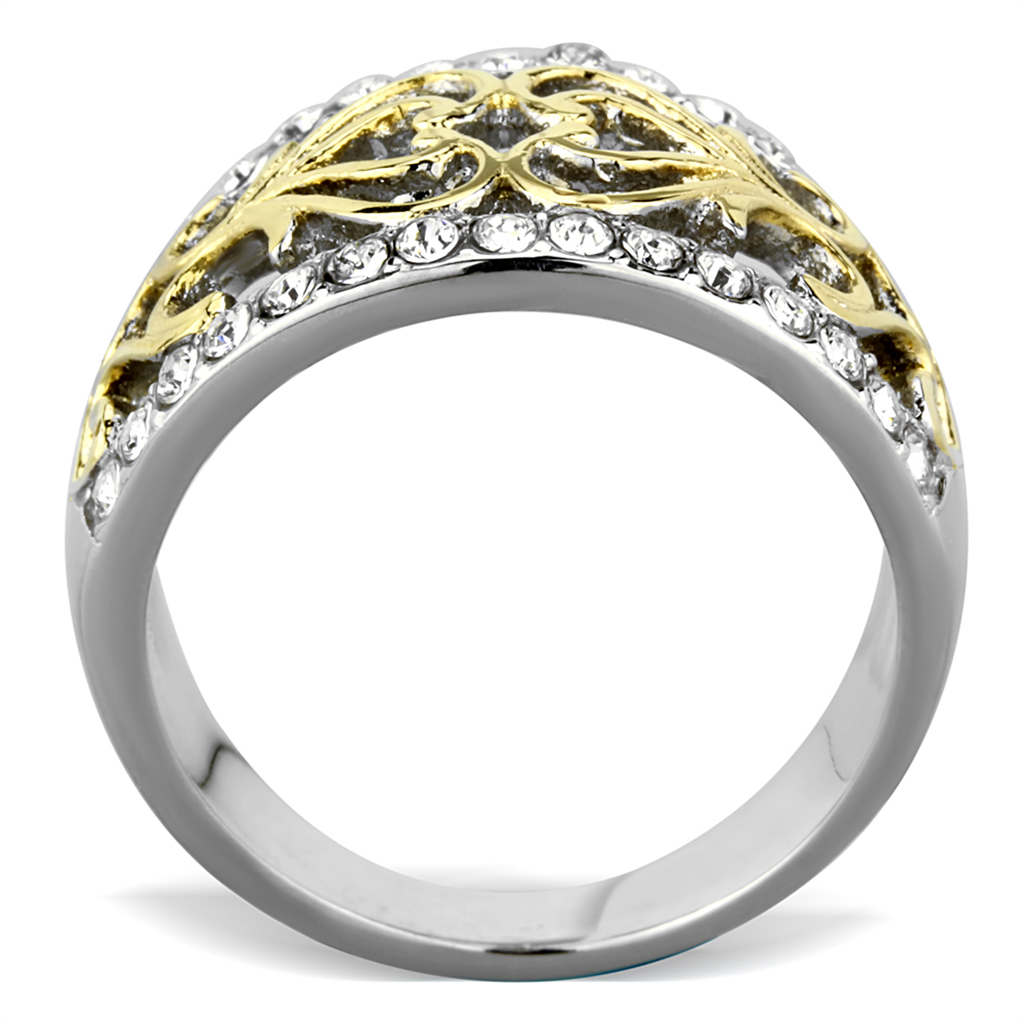 CJG2726 Stainless Steel Filigree Two Tone Ring