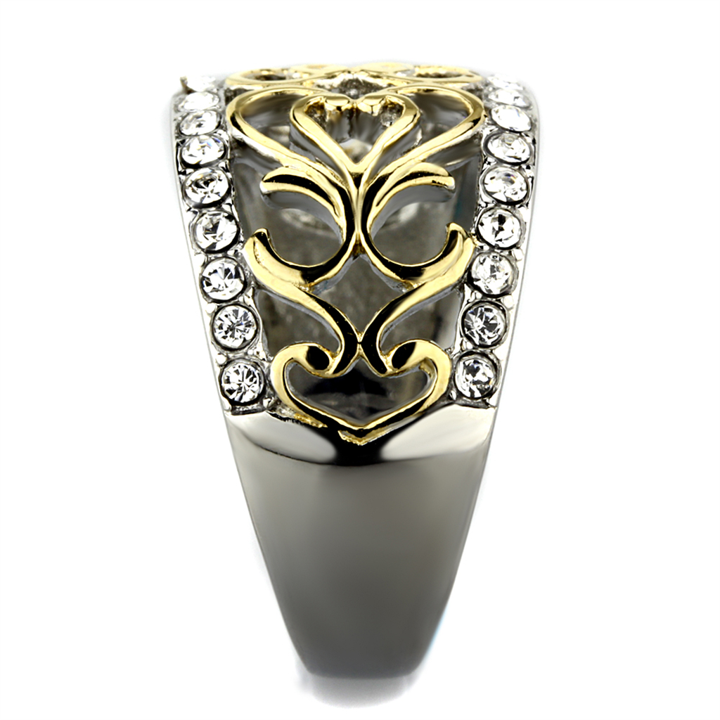 CJG2726 Stainless Steel Filigree Two Tone Ring