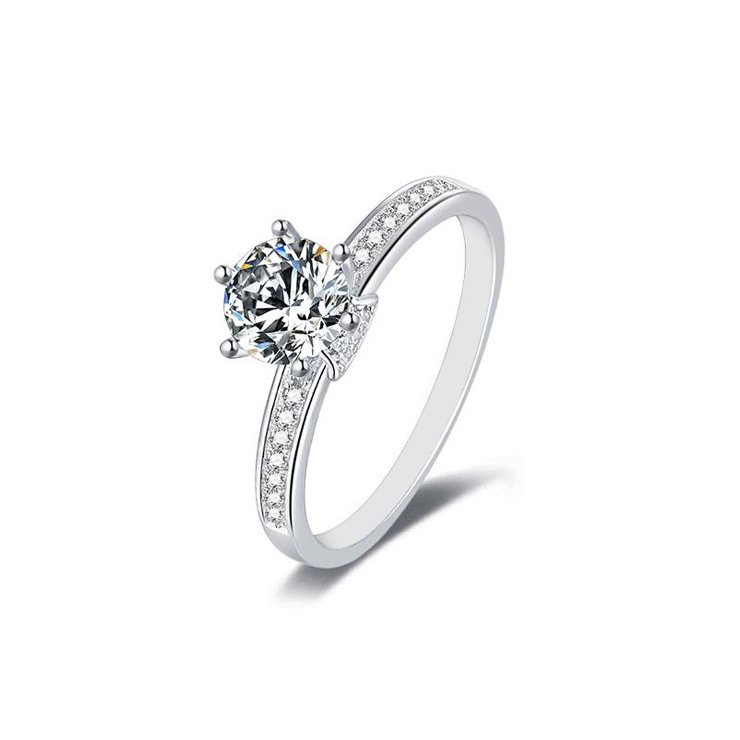 Wholesale Women's 6-Prong Milgraine Moissanite Ring in 925 Sterling Silver