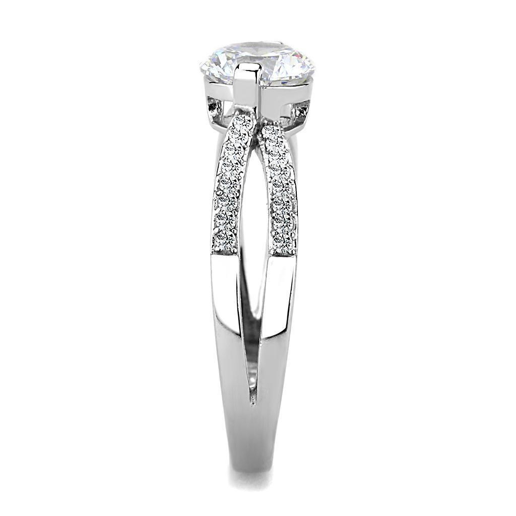 CJ002 Wholesale Women's Stainless Steel Clear AAA Grade CZ Ring
