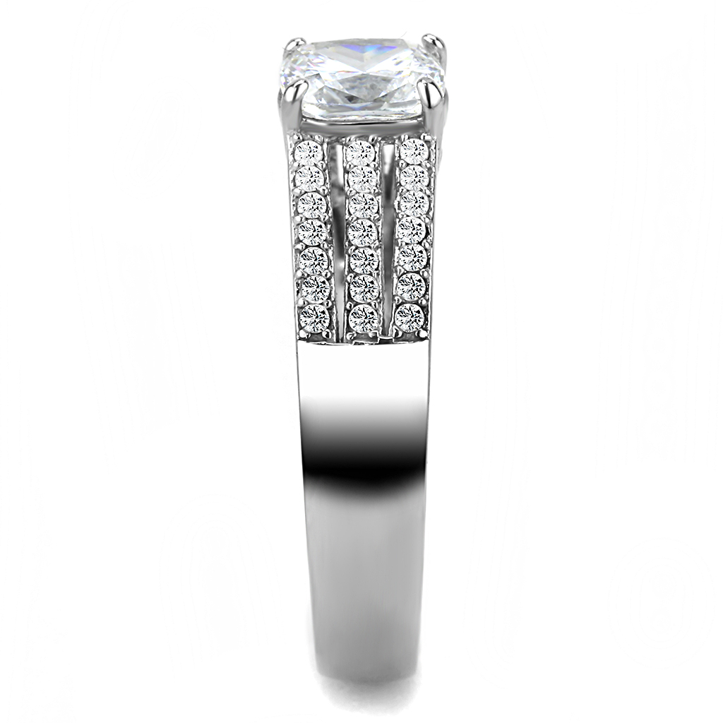 CJ020 Wholesale Women's Stainless Steel Cubic Zirconia Square Cut Engagement Ring