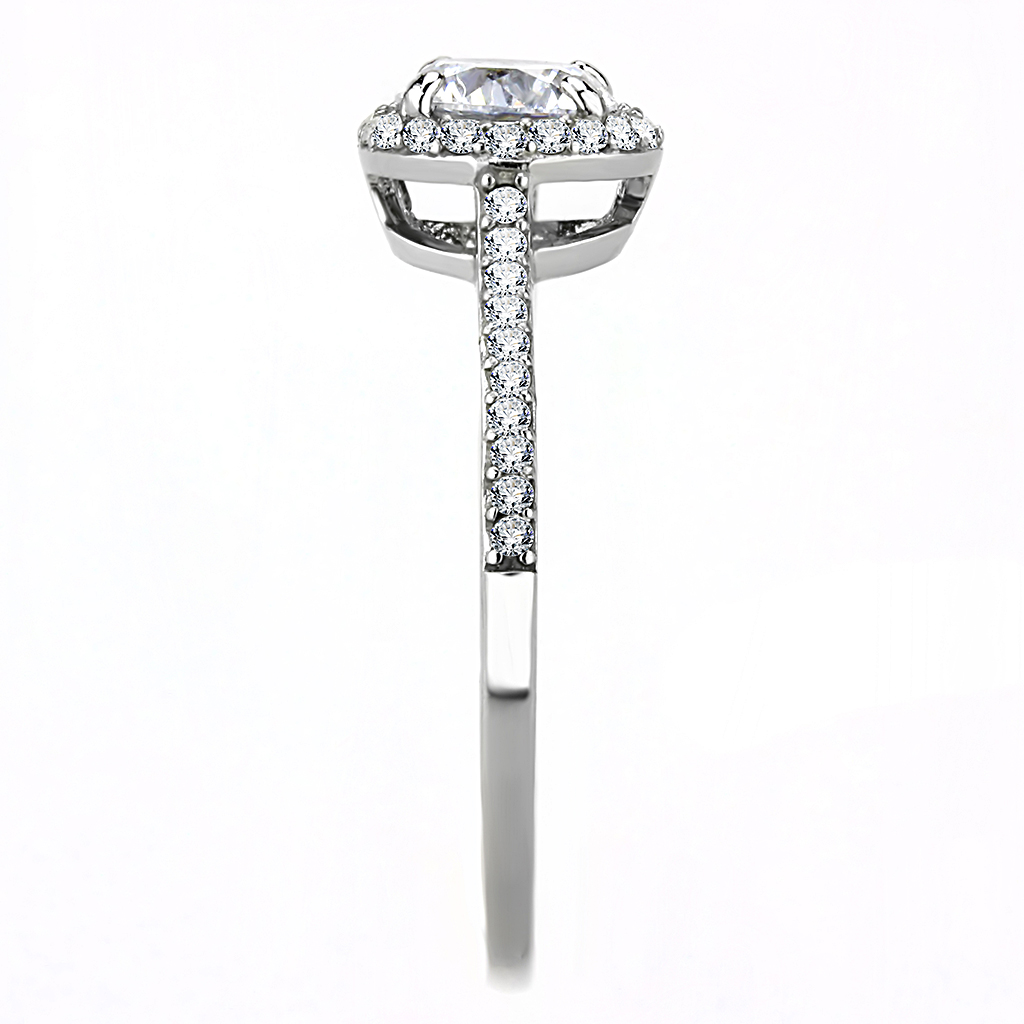 CJ022 Wholesale Stainless Steel AAA Grade CZ Halo-Set Engagement Ring