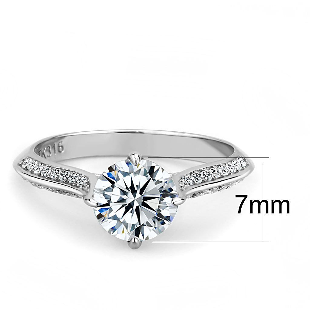CJ036 Wholesale Stainless Steel AAA Grade CZ Prong-Set Engagement Ring