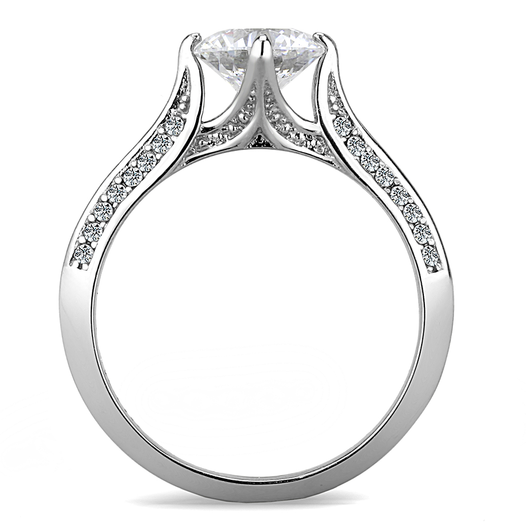 CJ036 Wholesale Stainless Steel AAA Grade CZ Prong-Set Engagement Ring