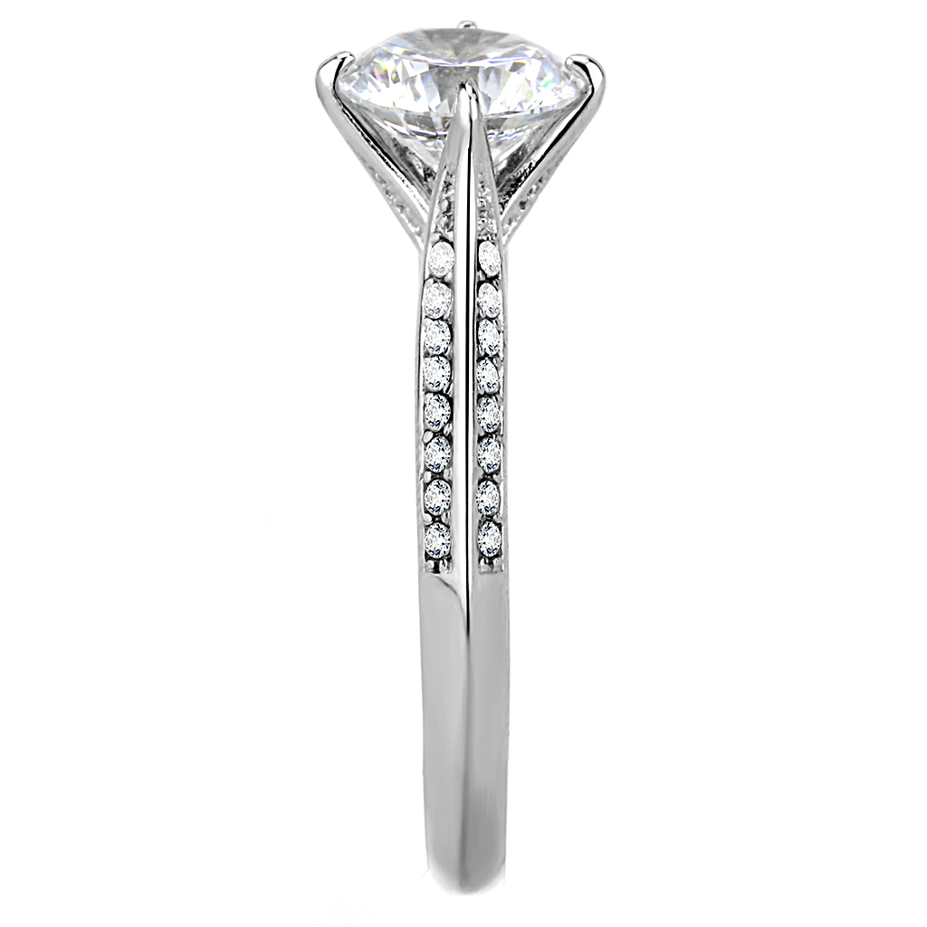 CJ036 Wholesale Stainless Steel AAA Grade CZ Prong-Set Engagement Ring