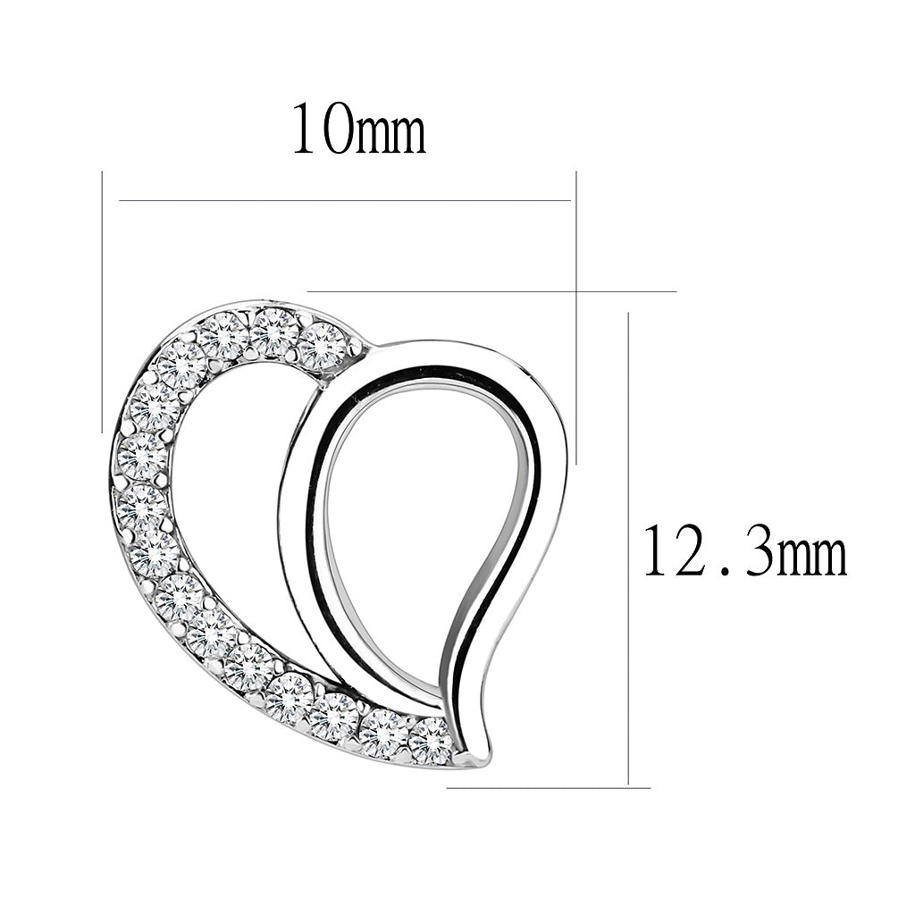 CJ076 Wholesale Women's Stainless Steel High polished AAA Grade CZ Clear Heart Earrings