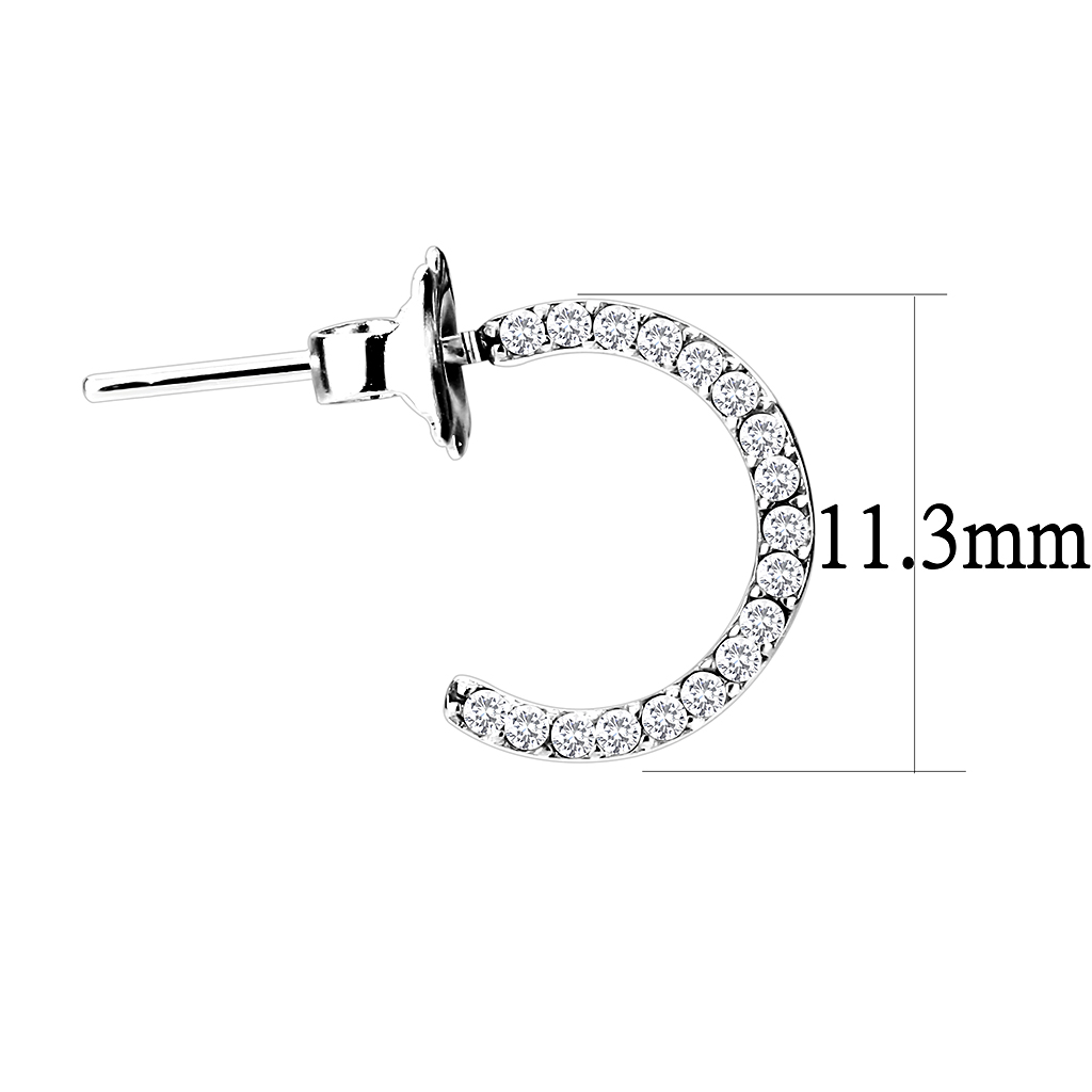 CJ079 Wholesale Women's Stainless Steel AAA Grade CZ Clear Cuff Earrings