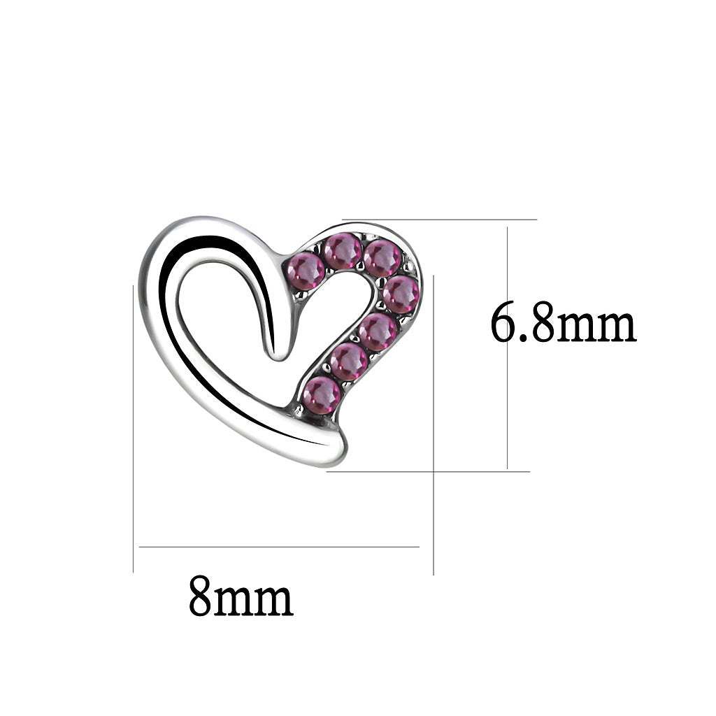 CJ082 Wholesale Women's Stainless Steel High polished AAA Grade CZ Ruby Heart Earrings