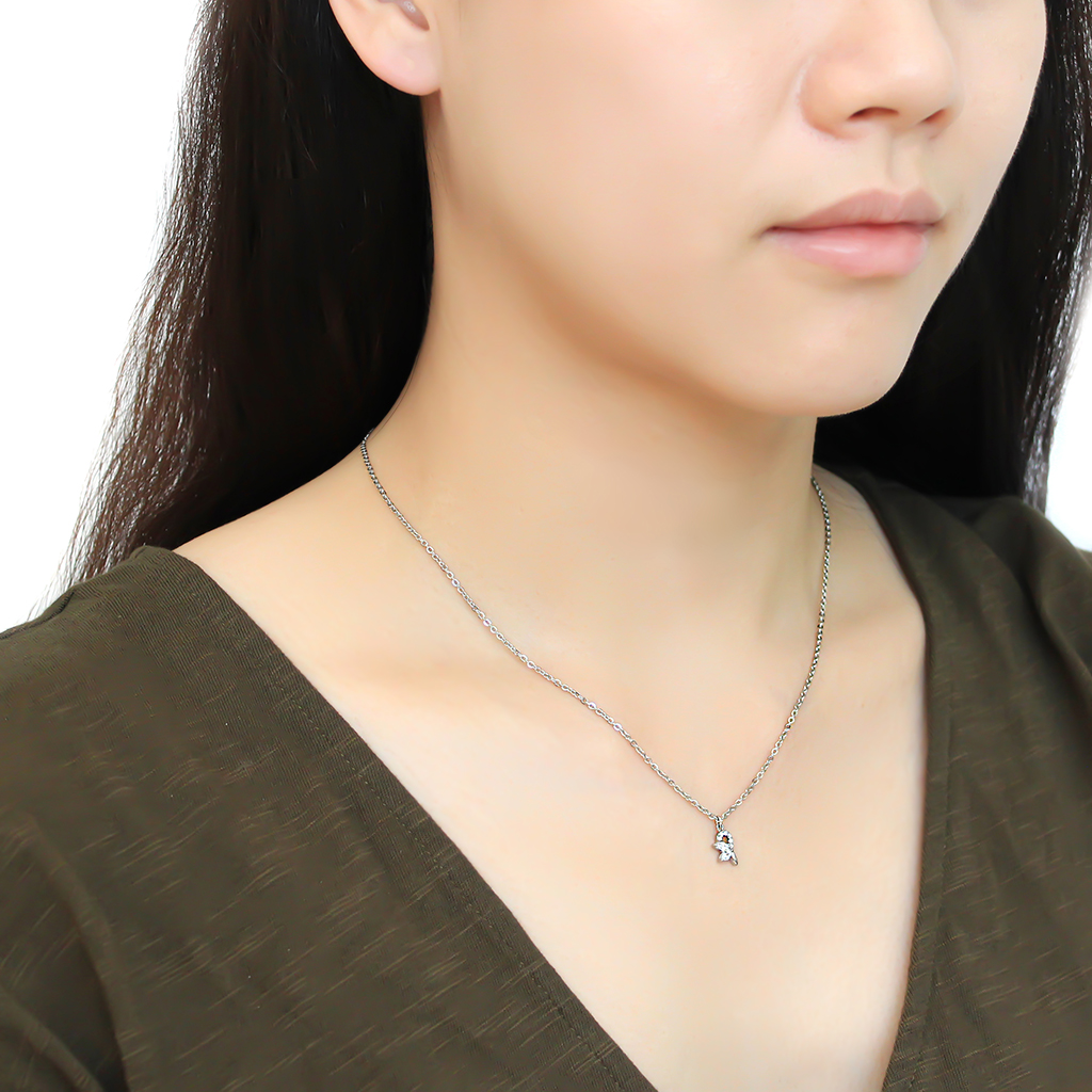 CJ088 Wholesale Women's Stainless Steel AAA Grade CZ Clear Chain Pendant