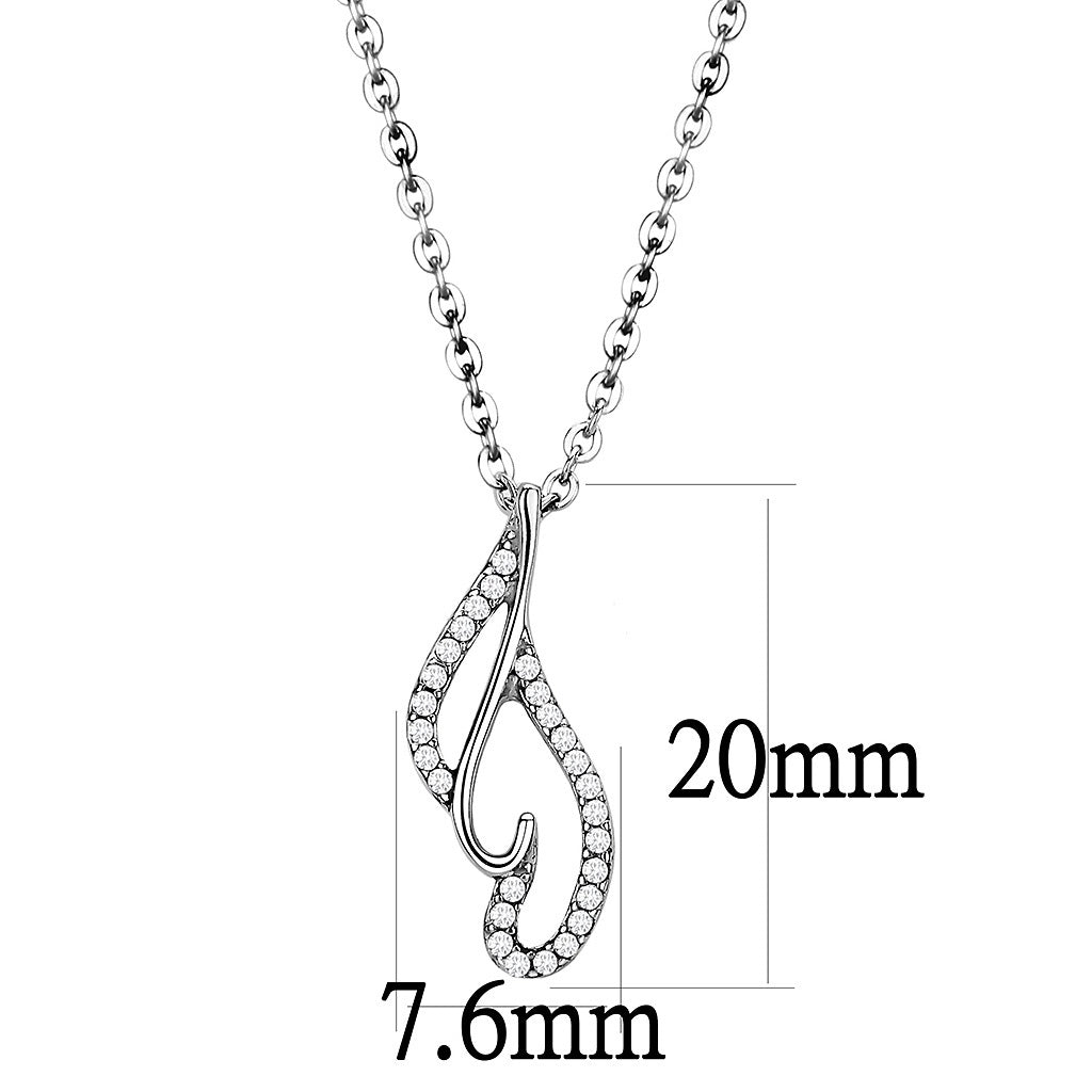 CJ089 Wholesale Women's Stainless Steel AAA Grade CZ Clear Swirl Chain Pendant