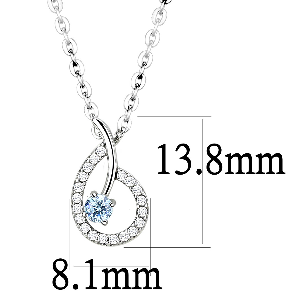 CJ090 Wholesale Women's Stainless Steel AAA Grade CZ Sea Blue Chain Pendant