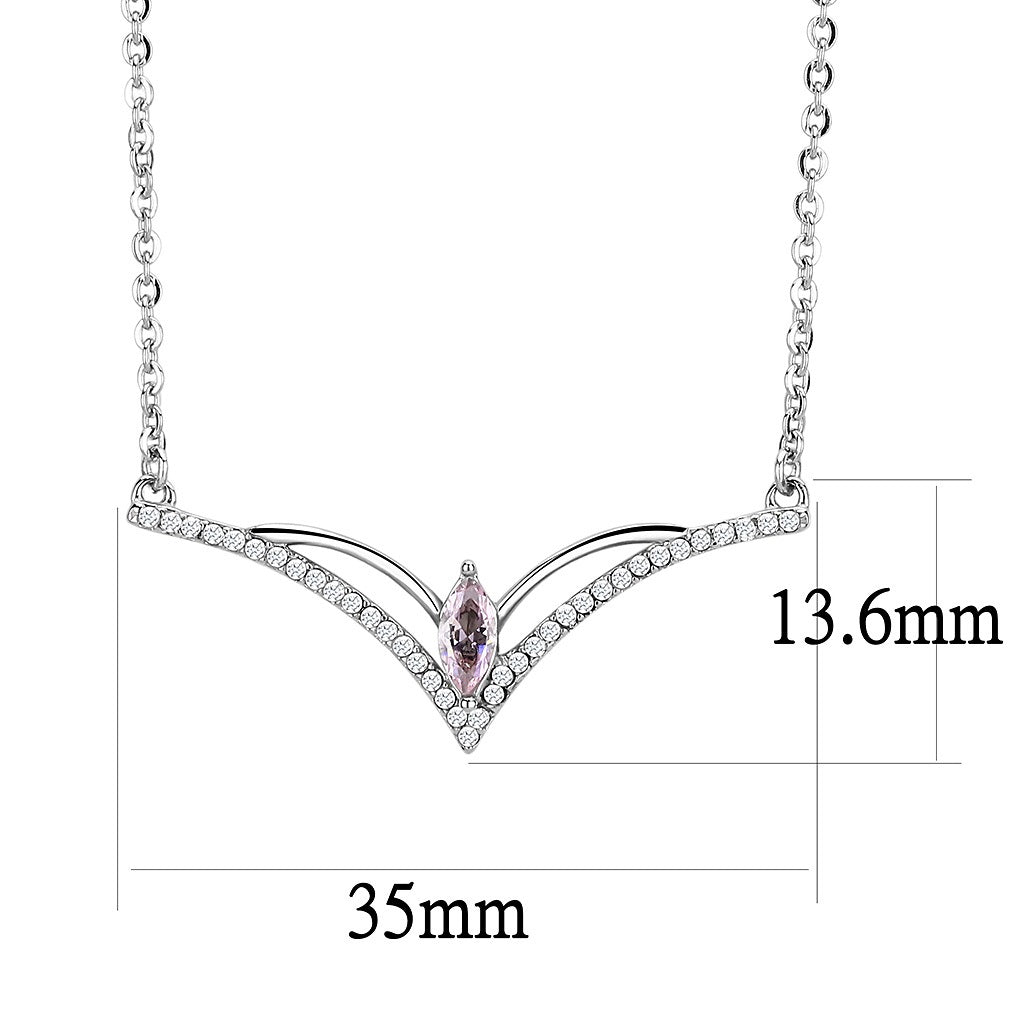 CJ094 Wholesale Women's Stainless Steel AAA Grade CZ Light Rose Chevron Chain Pendant