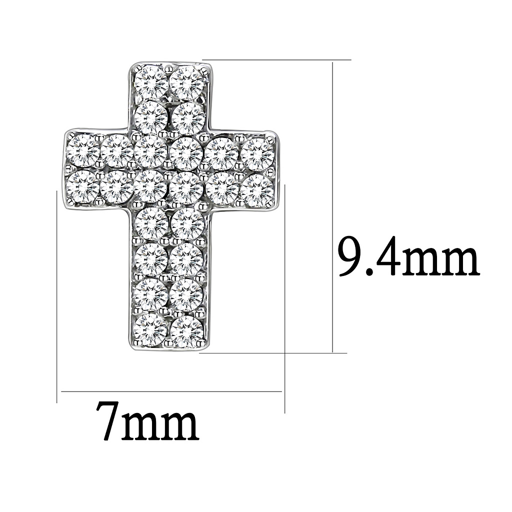 CJ098 Wholesale Women's Stainless Steel AAA Grade CZ Clear Cross Earrings