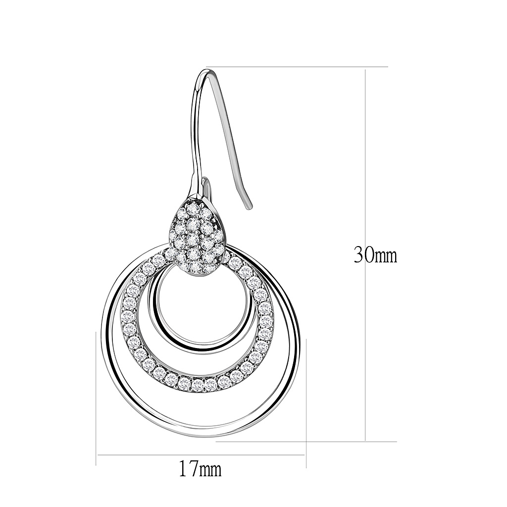 CJ099 Wholesale Women's Stainless Steel AAA Grade CZ Clear Hoop Earrings