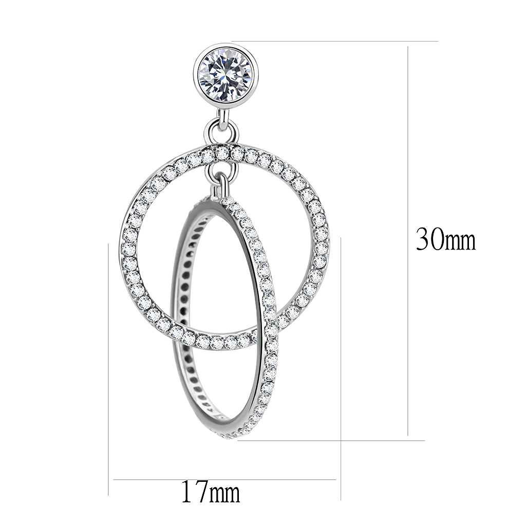 CJ100 Wholesale Women's Stainless Steel AAA Grade CZ Clear Intertwined Earrings