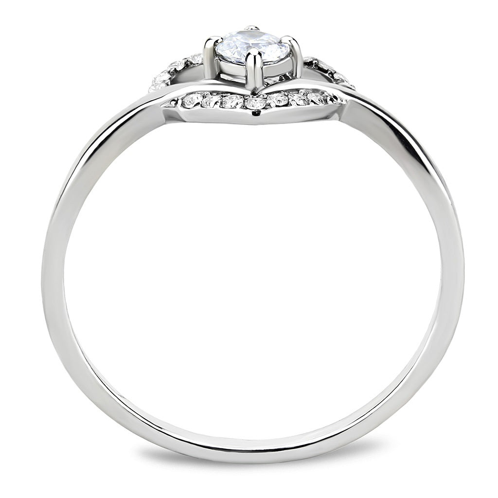 CJ106 Wholesale Women's Stainless Steel High polished AAA Grade CZ Clear Heart Ring