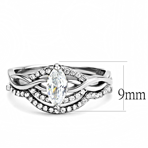 CJ133 Wholesale Women's Stainless Steel AAA Grade Cubic Zirconia Clear Marquise Engagement Ring Set