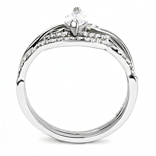 CJ133 Wholesale Women's Stainless Steel AAA Grade Cubic Zirconia Clear Marquise Engagement Ring Set