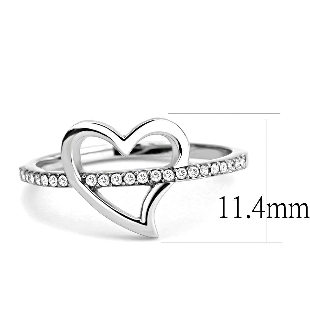 CJ164 Wholesale Women's Stainless Steel High polished AAA Grade CZ Clear Minimal Heart Ring