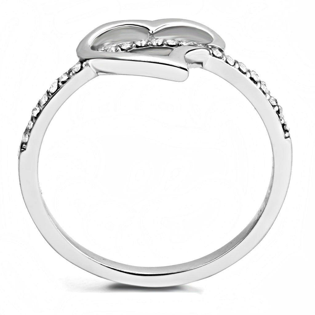 CJ164 Wholesale Women&#39;s Stainless Steel High polished AAA Grade CZ Clear Minimal Heart Ring