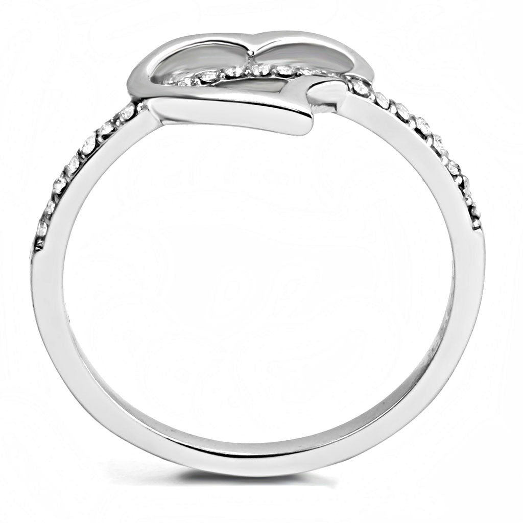 CJ164 Wholesale Women's Stainless Steel High polished AAA Grade CZ Clear Minimal Heart Ring