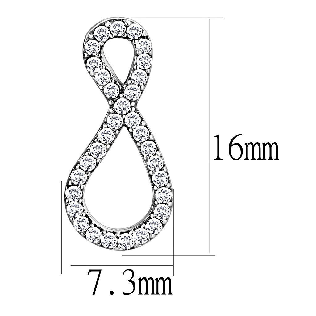 CJ186 Wholesale Women&#39;s Stainless Steel AAA Grade CZ Clear Infinity Earrings