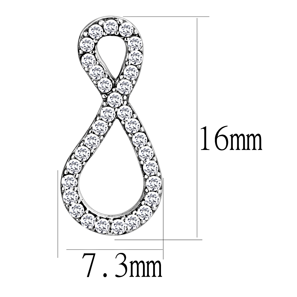 CJ186 Wholesale Women's Stainless Steel AAA Grade CZ Clear Infinity Earrings