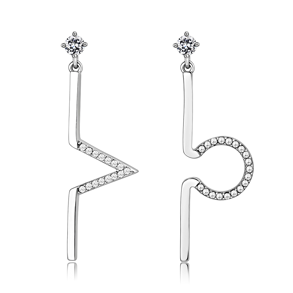 CJ191 Wholesale Women's Stainless Steel AAA Grade CZ Clear VO Earrings