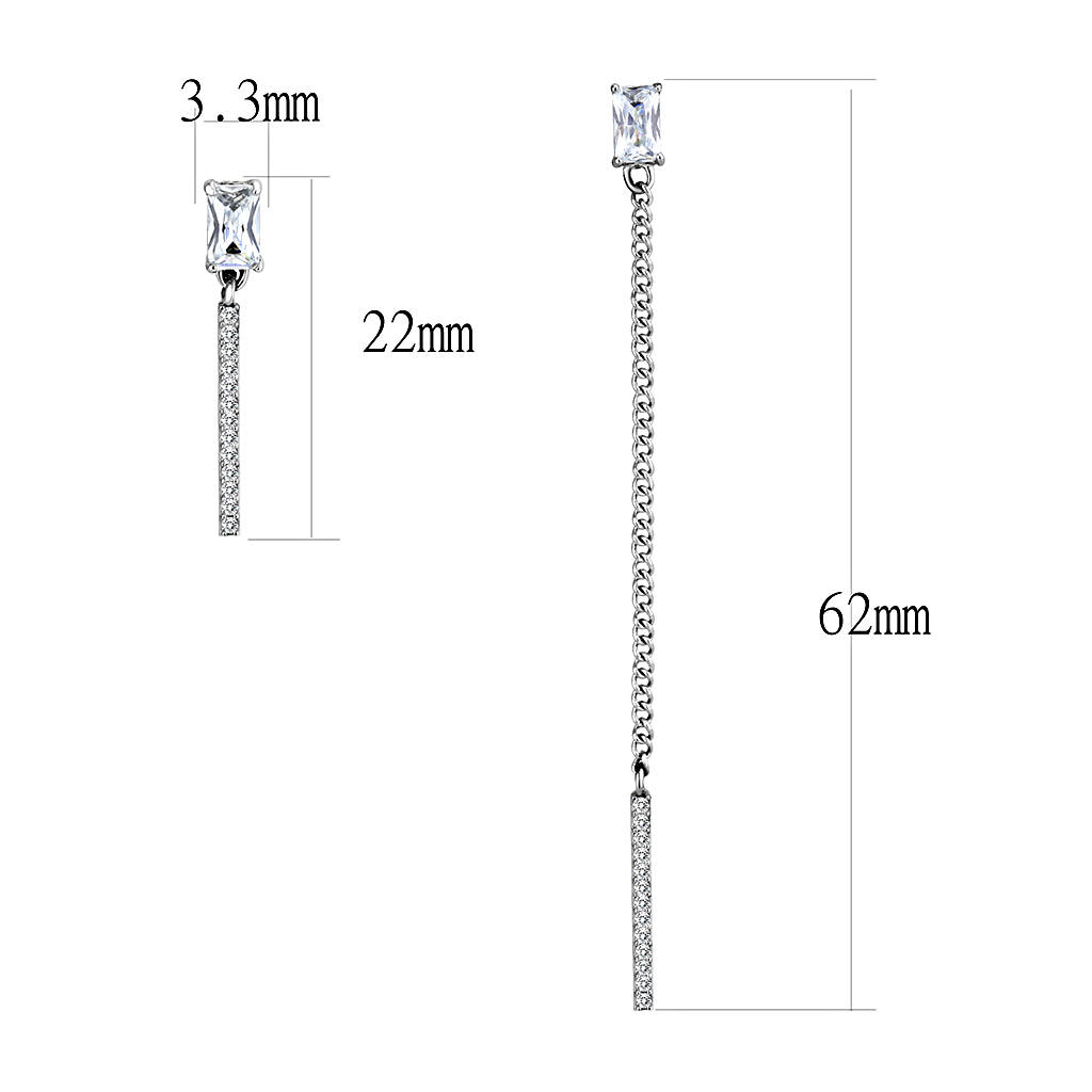 CJ202 Wholesale Women's Stainless Steel AAA Grade CZ Clear Dangle Earrings