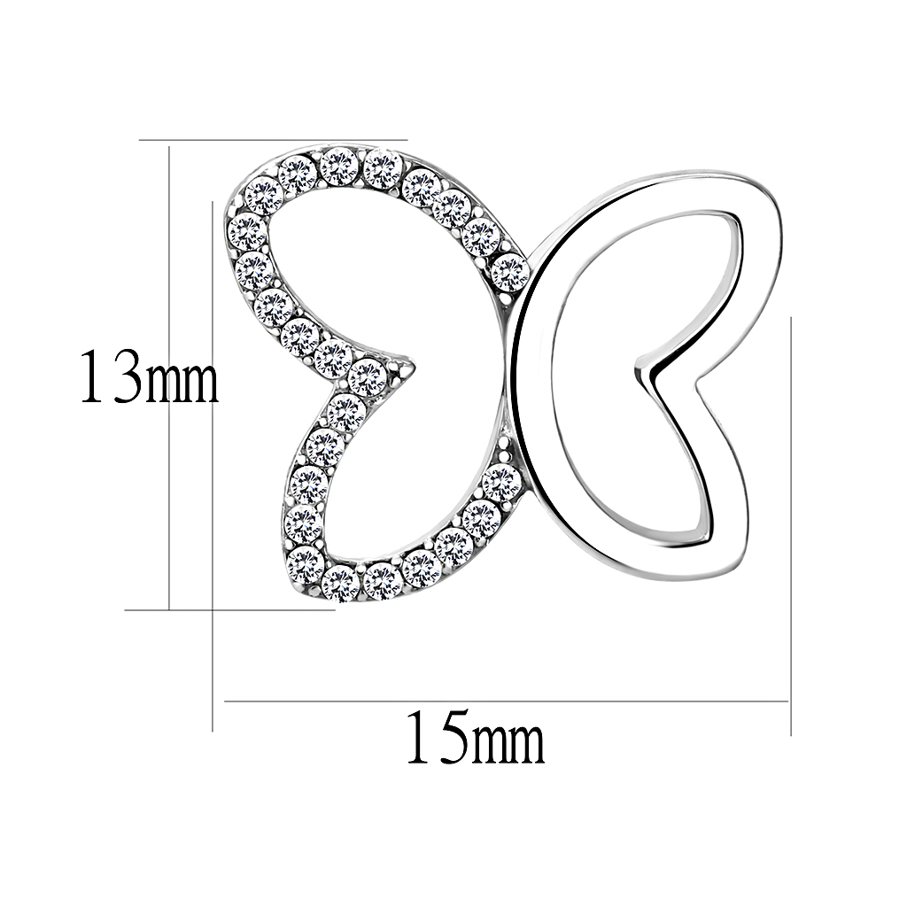 CJ209 Wholesale Women's Stainless Steel AAA Grade CZ Clear Butterfly Earrings