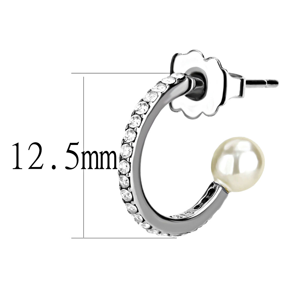 CJ224 Wholesale Women's Stainless Steel Synthetic White Pearl Cuff Earrings