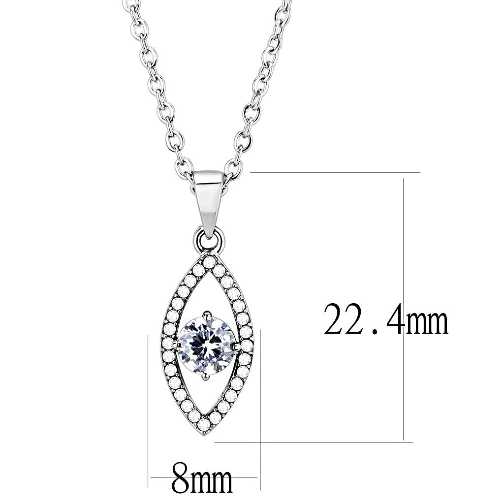 CJ228 Wholesale Women's Stainless Steel AAA Grade CZ Clear Oval Drop Chain Pendant