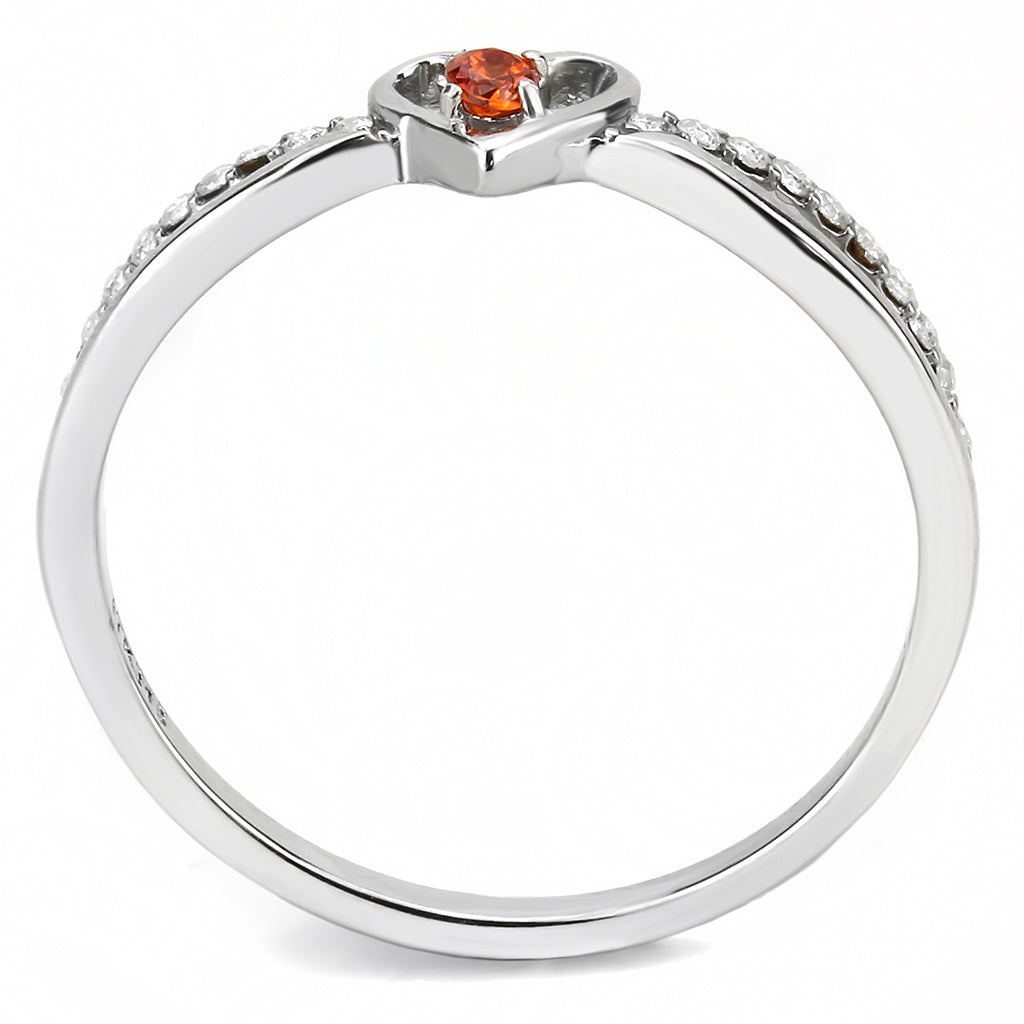 CJ235 Wholesale Women's Stainless Steel High polished AAA Grade CZ Orange Heart Ring