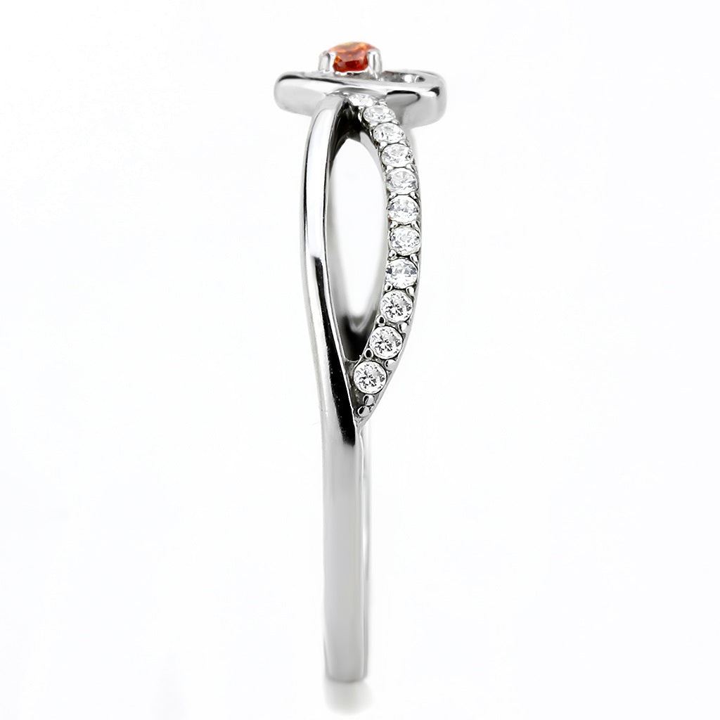 CJ235 Wholesale Women's Stainless Steel High polished AAA Grade CZ Orange Heart Ring