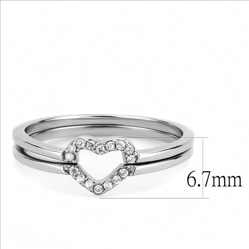 CJ245 Wholesale Women&#39;s Stainless Steel High polished AAA Grade CZ Clear Minimal Heart Ring