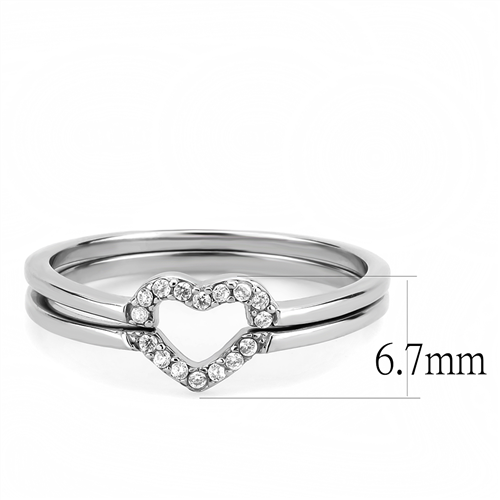 CJ245 Wholesale Women's Stainless Steel High polished AAA Grade CZ Clear Minimal Heart Ring