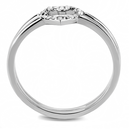 CJ245 Wholesale Women's Stainless Steel High polished AAA Grade CZ Clear Minimal Heart Ring