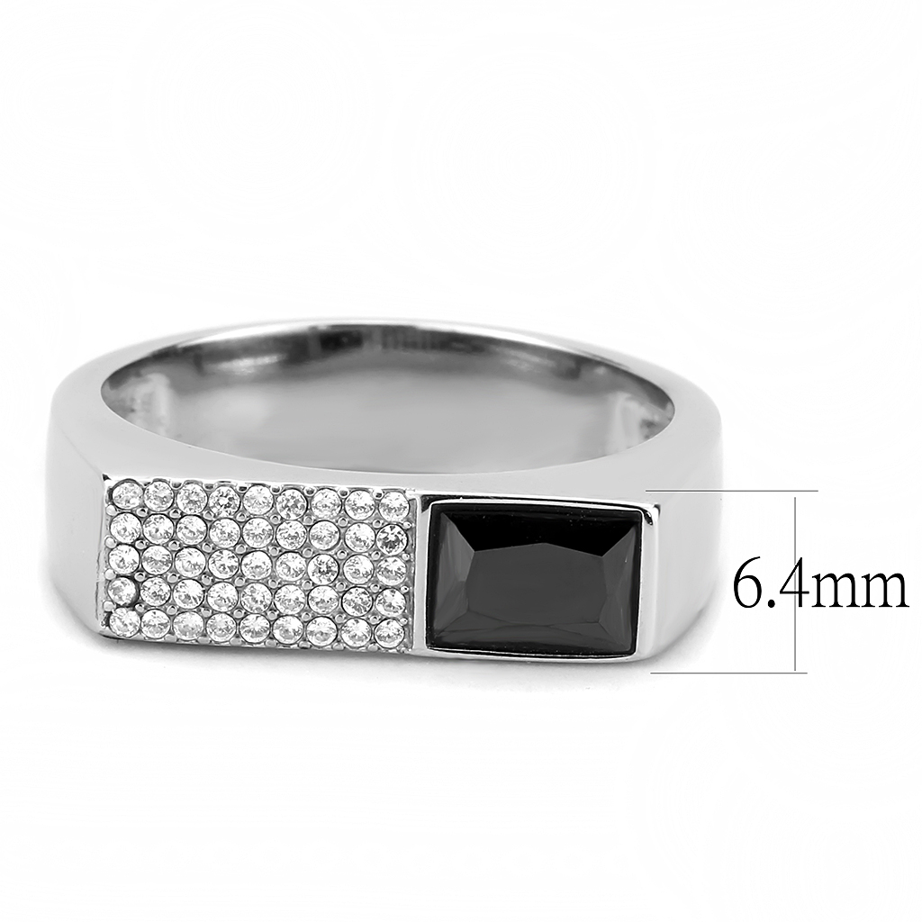 CJ252 Wholesale Men's Stainless Steel AAA Grade CZ Black Diamond Ring
