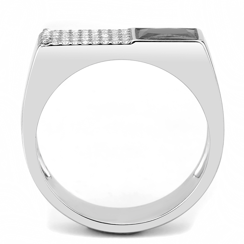 CJ252 Wholesale Men's Stainless Steel AAA Grade CZ Black Diamond Ring