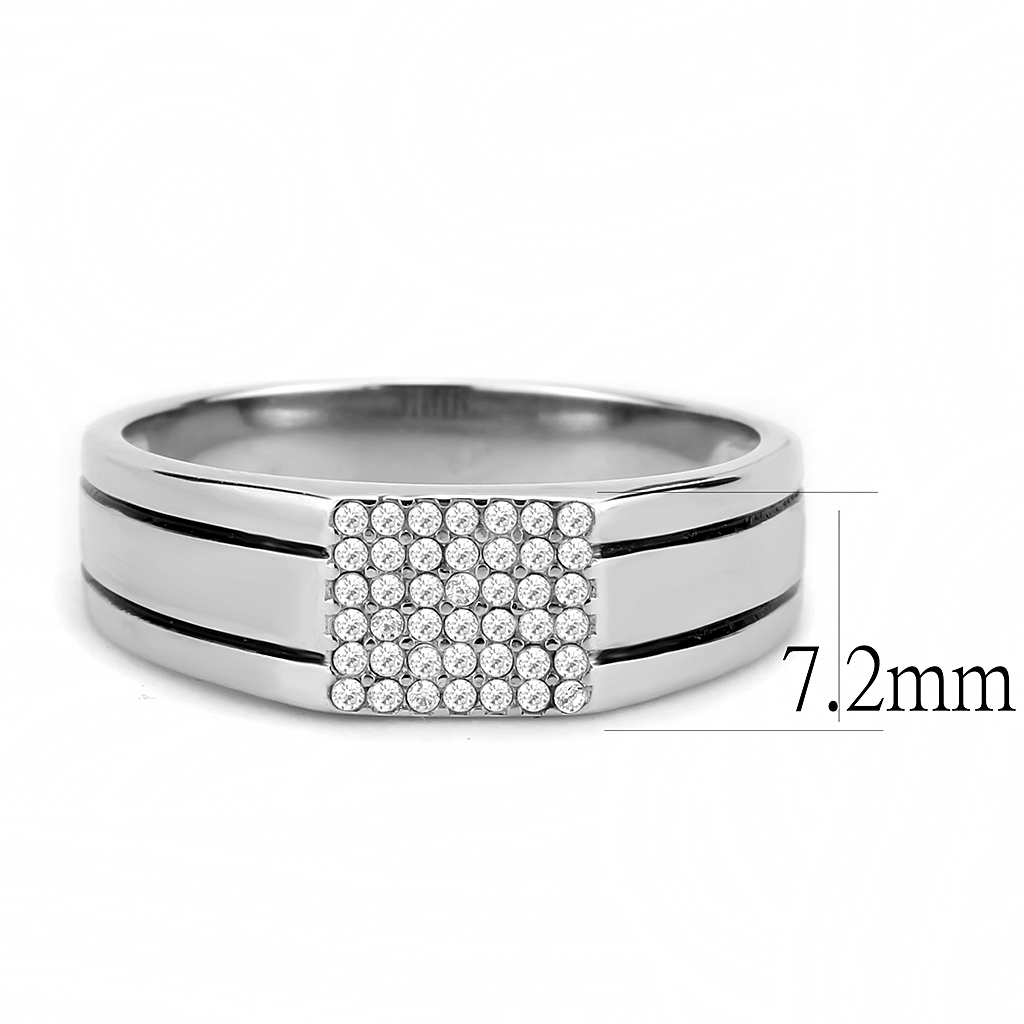 CJ253 Wholesale Men's Stainless Steel AAA Grade CZ Clear Ring